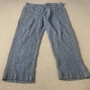 Pure Jill Womens Pants Size Large Blue Linen Cotton Blend‎ Straight Leg Cropped
